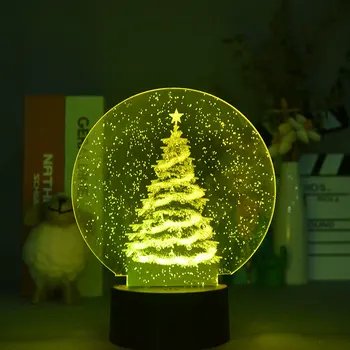 Vianočný Strom 3D LED Svietidlá Pre Nočný Stolík detský Farebný Darček k Narodeninám Manga LampTable detská Izba Dekorácie, Lampy